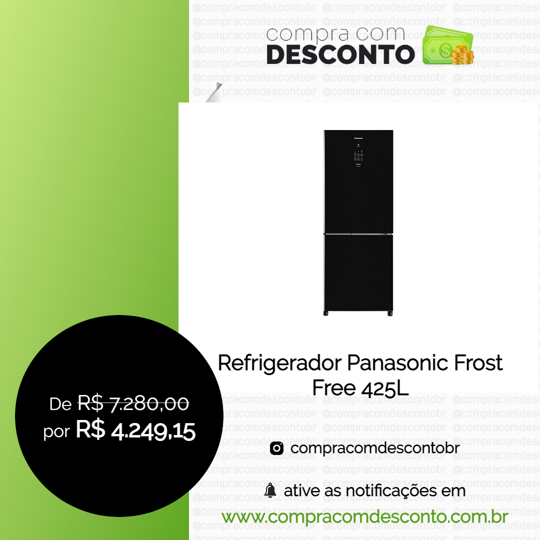 Refrigerador Panasonic Frost Free 425L na loja Magalu- Compra Com Desconto