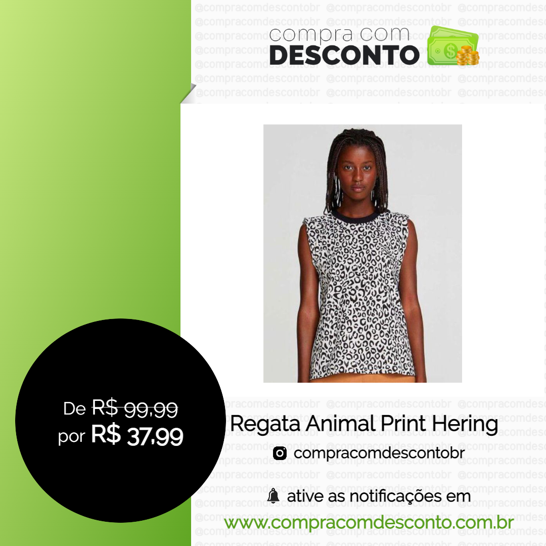 Regata Animal Print Hering na loja Magalu - Compra Com Desconto