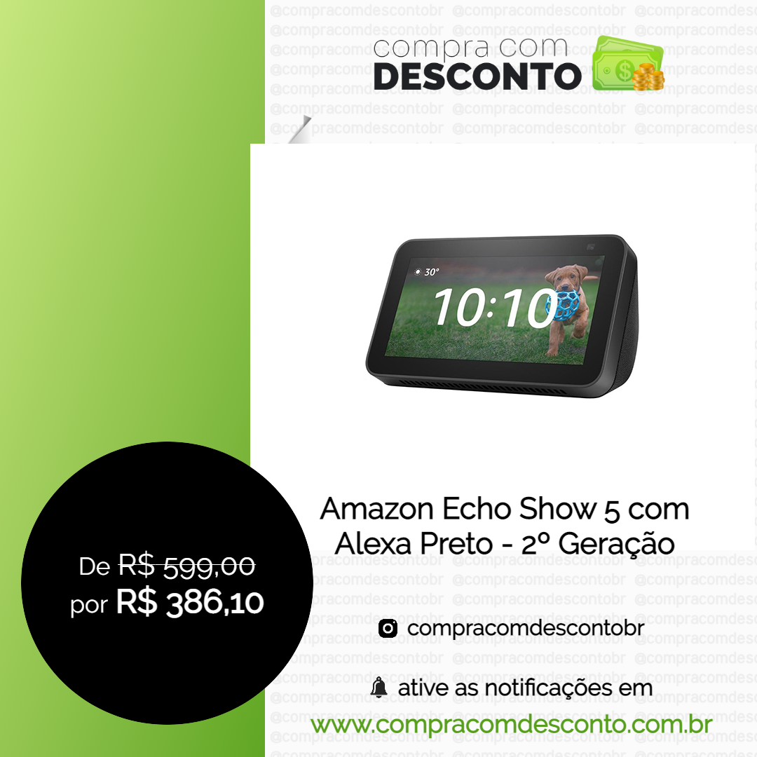 Amazon Echo Show 5 com Alexa Preto - 2º Geração na loja Casas Bahia - Compra Com Desconto
