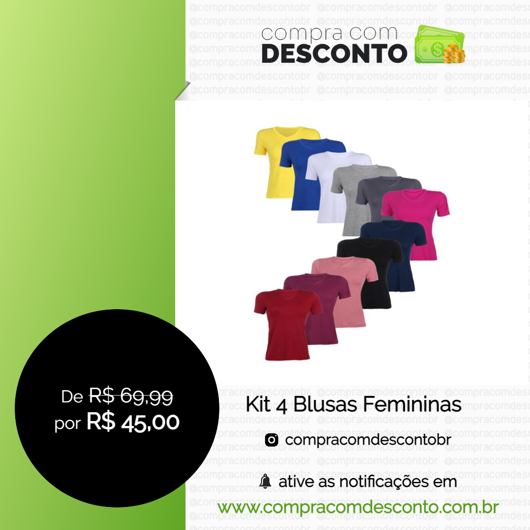 Kit 4 Blusas Femininas na loja Shopee - Compra Com Desconto