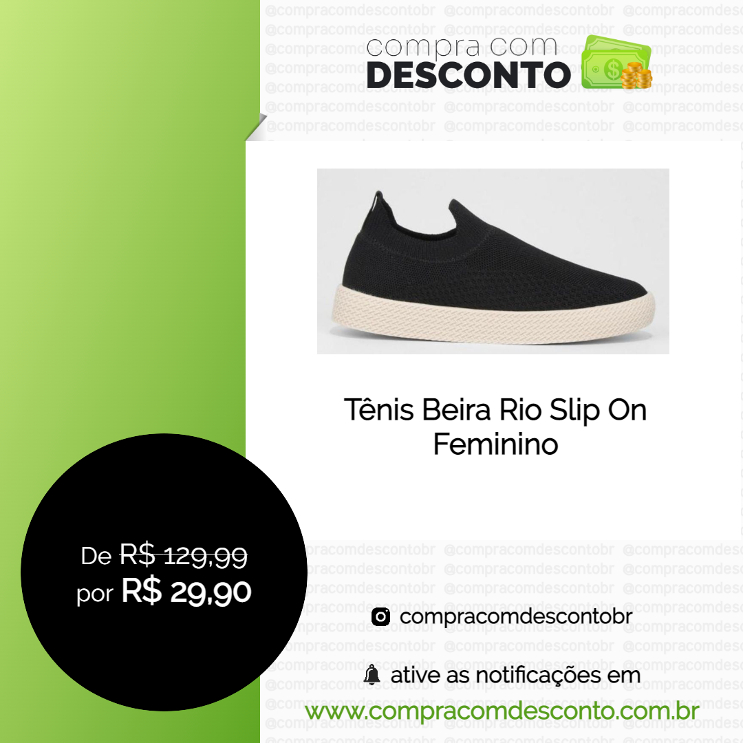 Tênis Beira Rio Slip On Feminino na loja Magalu - Compra Com Desconto